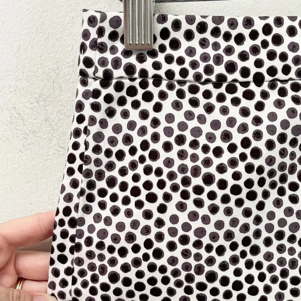 J. Crew Women's The Pencil Skirt 0 Brown & White Polka Dot Print 37532 Stretch